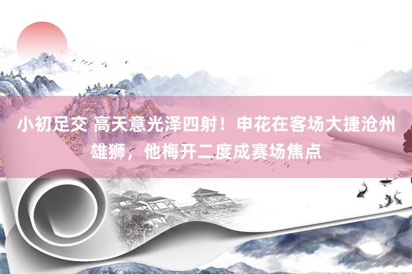 小初足交 高天意光泽四射!申花在客场大捷沧州雄狮,他梅开二度成赛场焦点