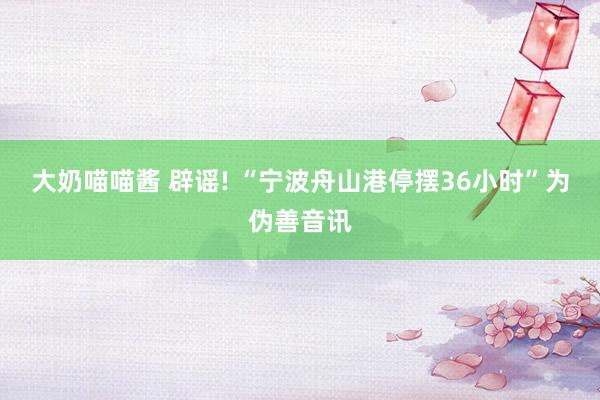 大奶喵喵酱 辟谣! “宁波舟山港停摆36小时”为伪善音讯